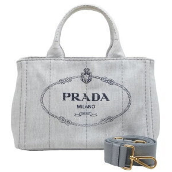 PRADA Canapa tote bag canvas Grey white - Picture 8 of 8